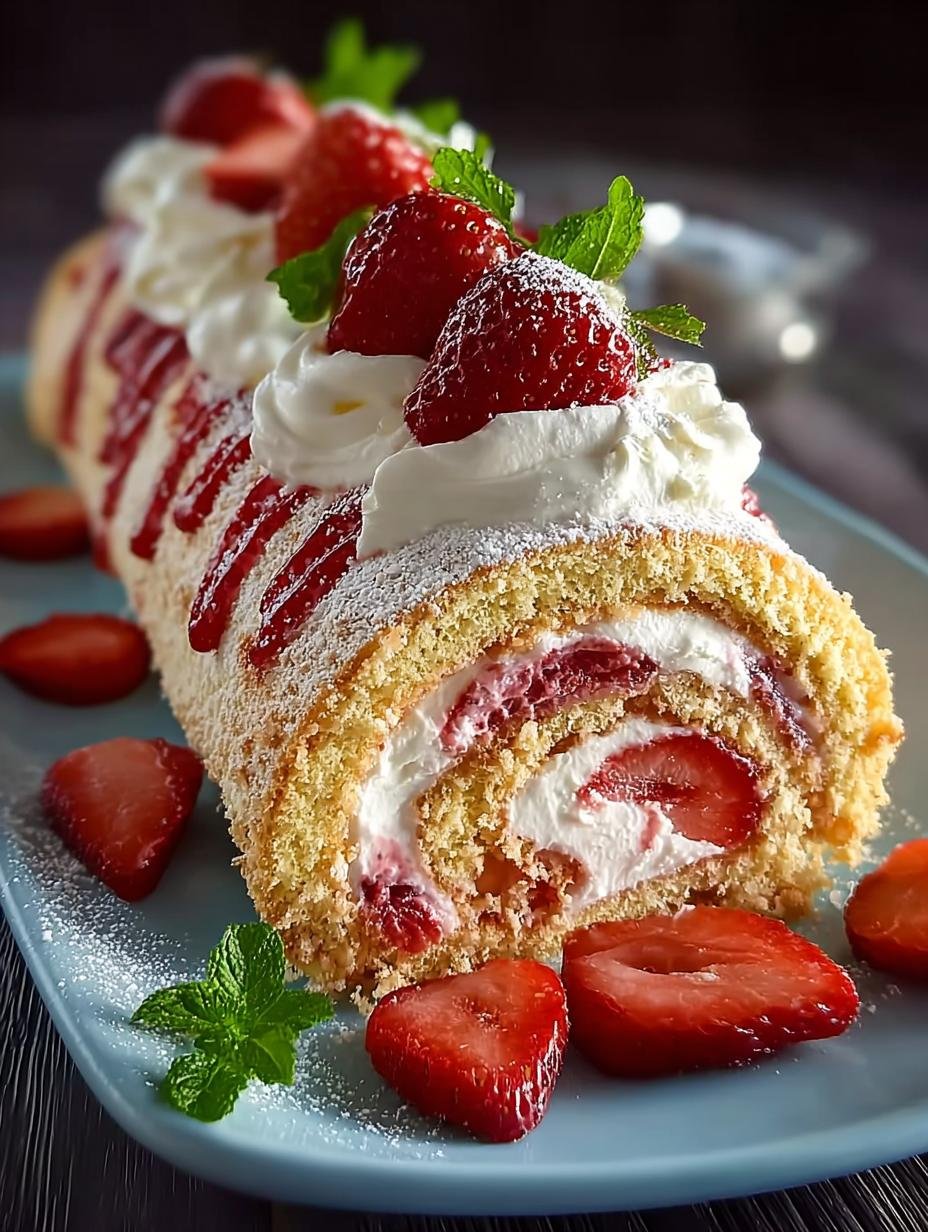 Strawberries Cream Swiss Roll