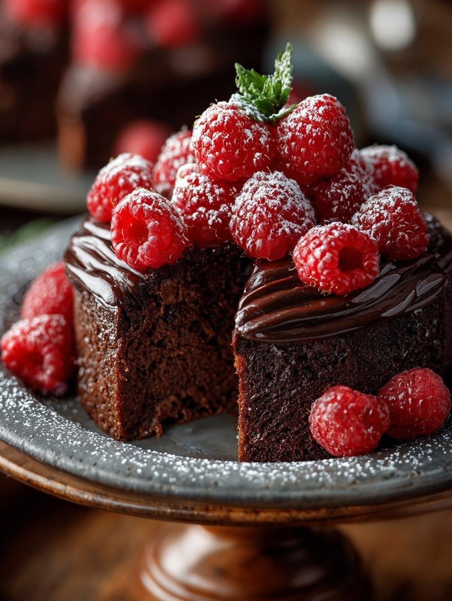 Indulge in Chocolate Cake with Raspberries: 8 Layers of Bliss - Chocolate Cake with Raspberries - additional detail