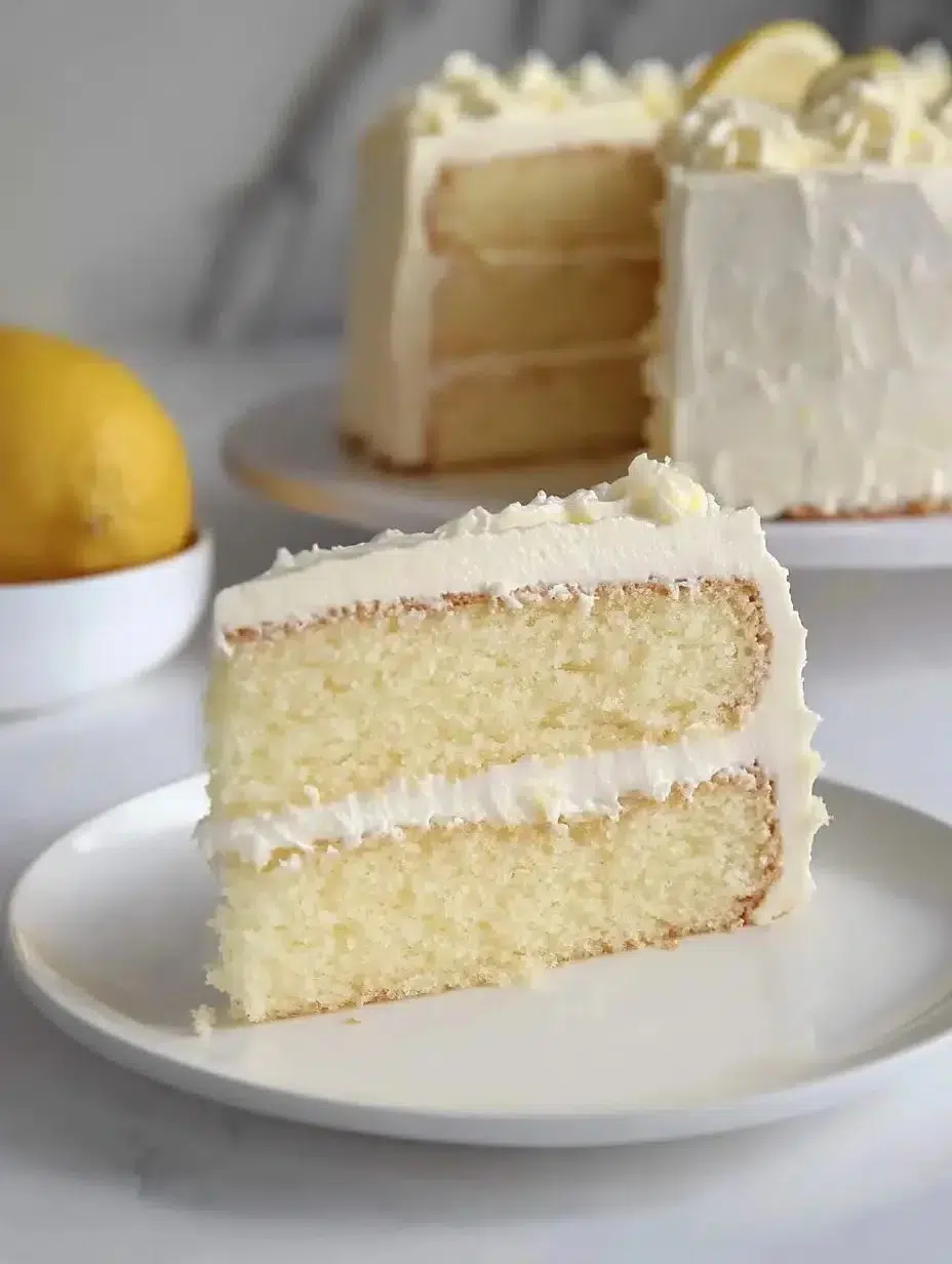 Delicious Italian Lemon Cream Cake from Cheesecake Factory with lemon zest and cream.