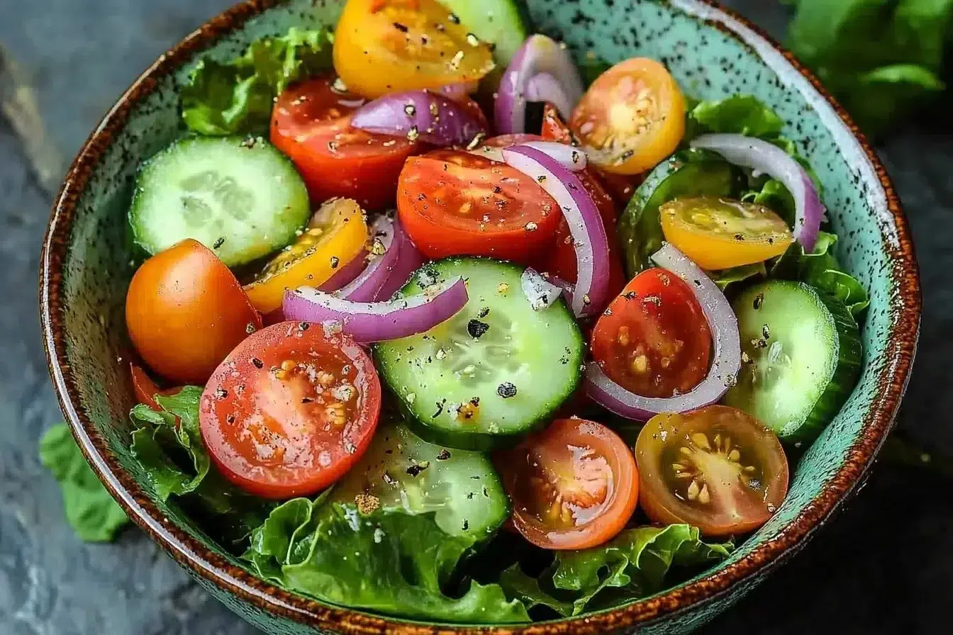 home 5 Fresh garden salad with colorful vegetables and vibrant greens
