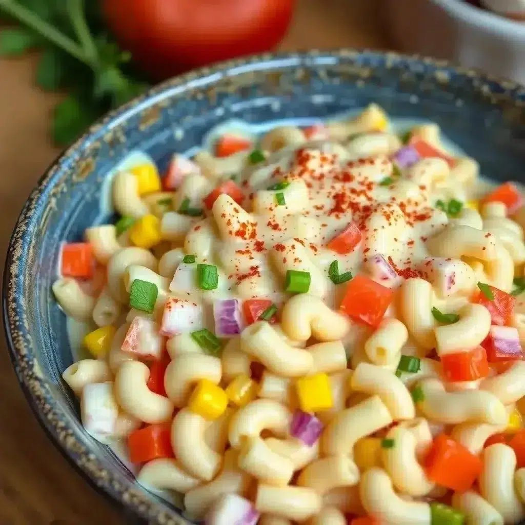 Guy Fieri's macaroni salad served in a bowl