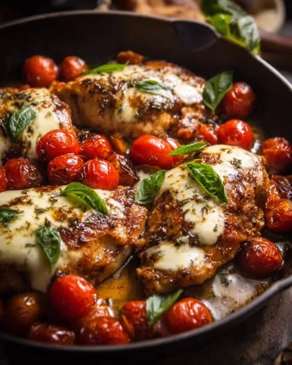home 9 One-Pan Balsamic Chicken with vegetables ready to serve.