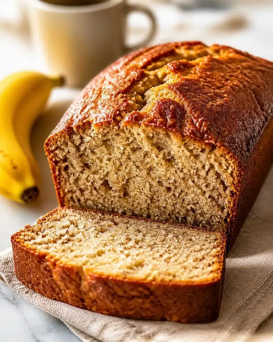 Homemade banana bread made with sourdough starter scraps