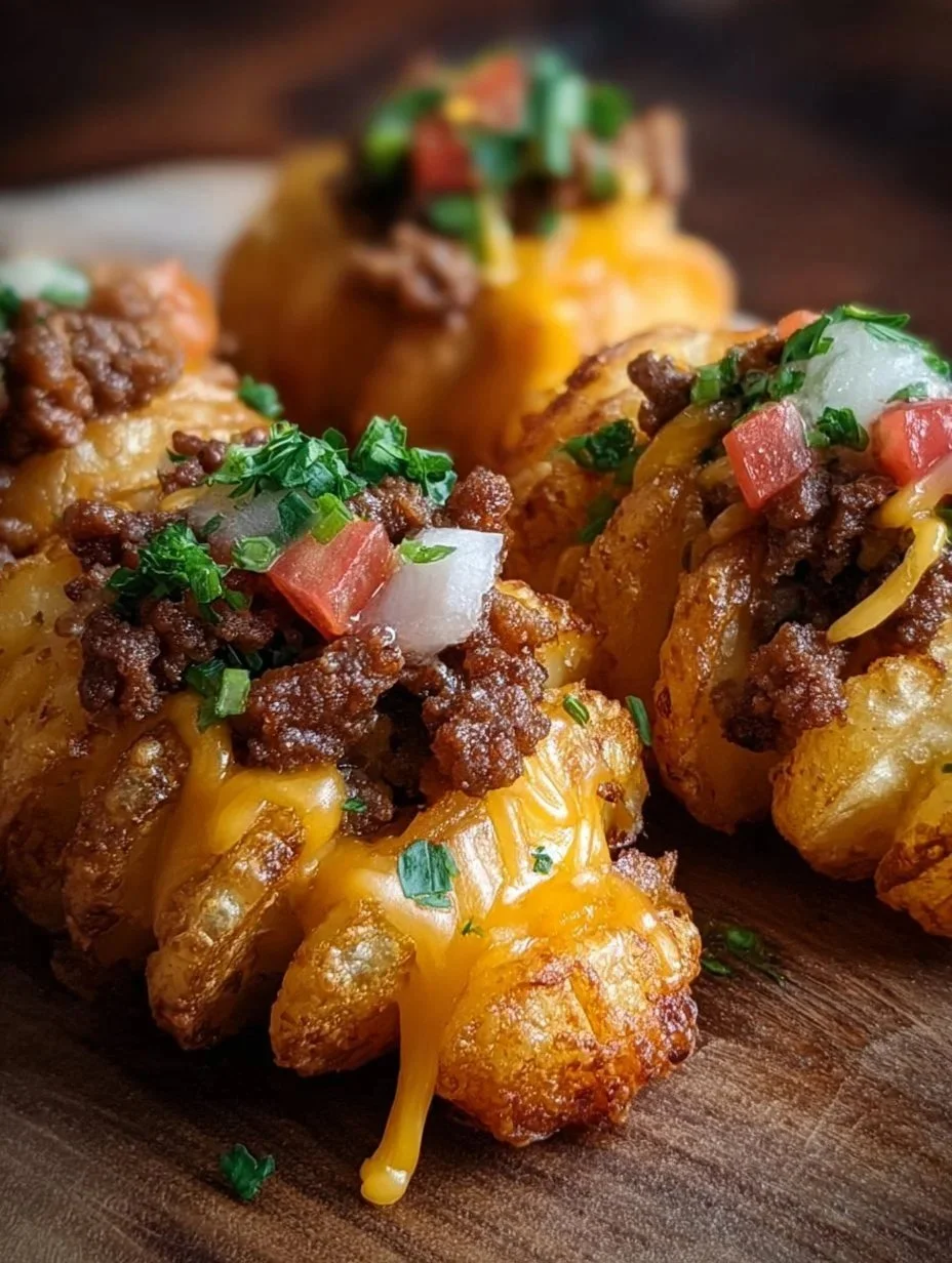 home 10 Delicious cheeseburger tater cones stuffed with ground beef and cheese