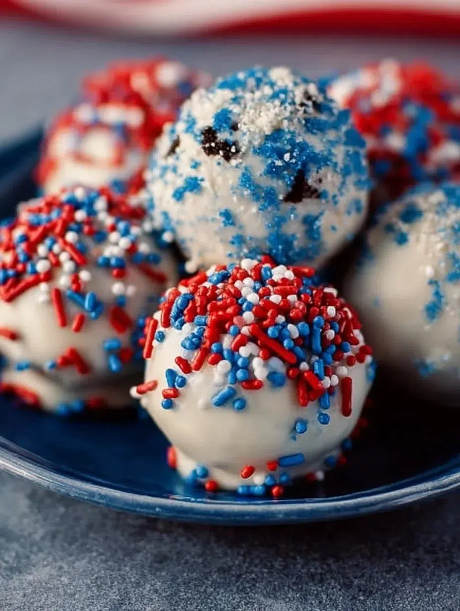 Fourth of July Oreo cream cheese balls decorated for the holiday
