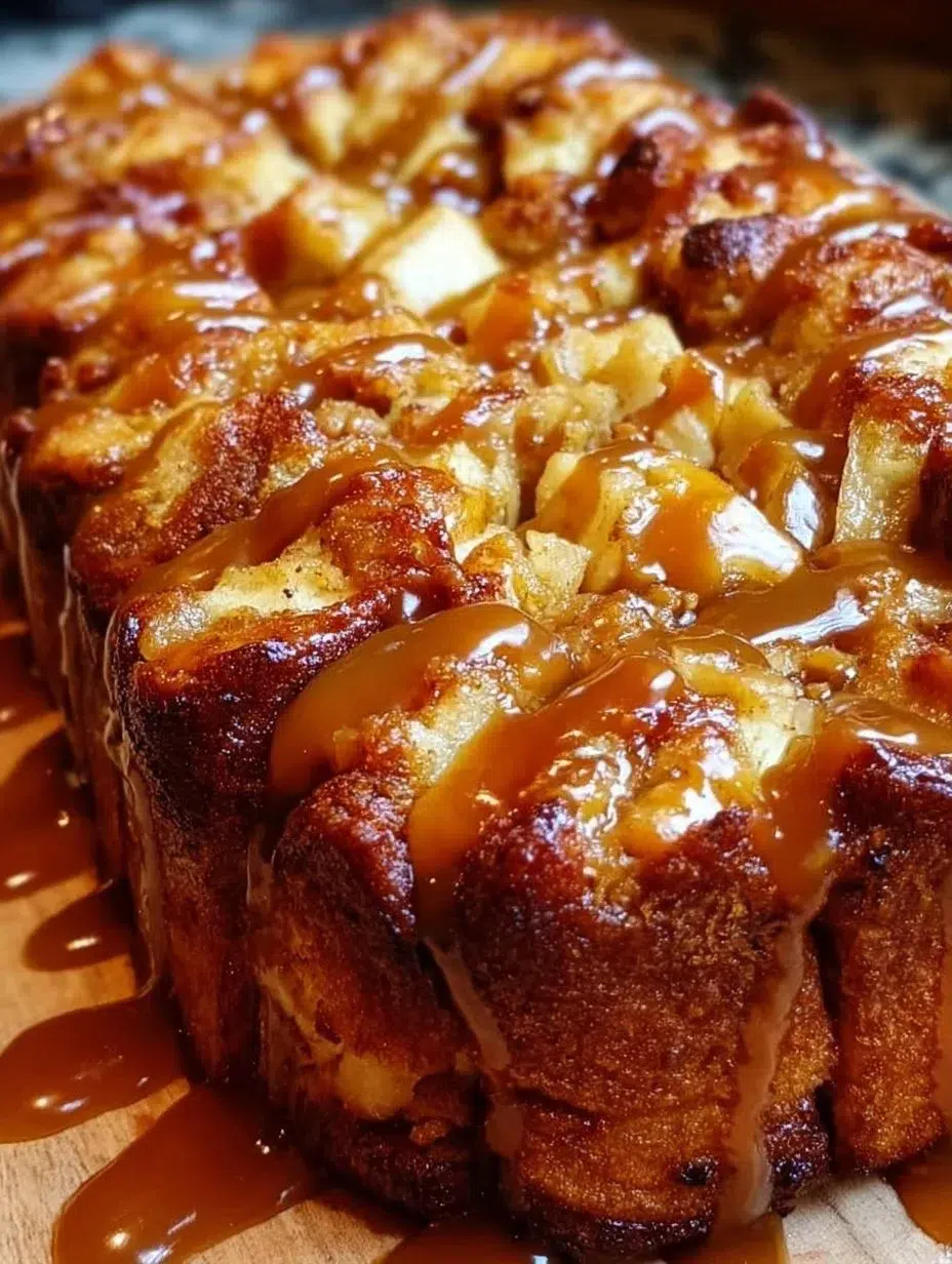 home 7 Delicious gooey caramel apple monkey bread with caramel drizzle and apple pieces