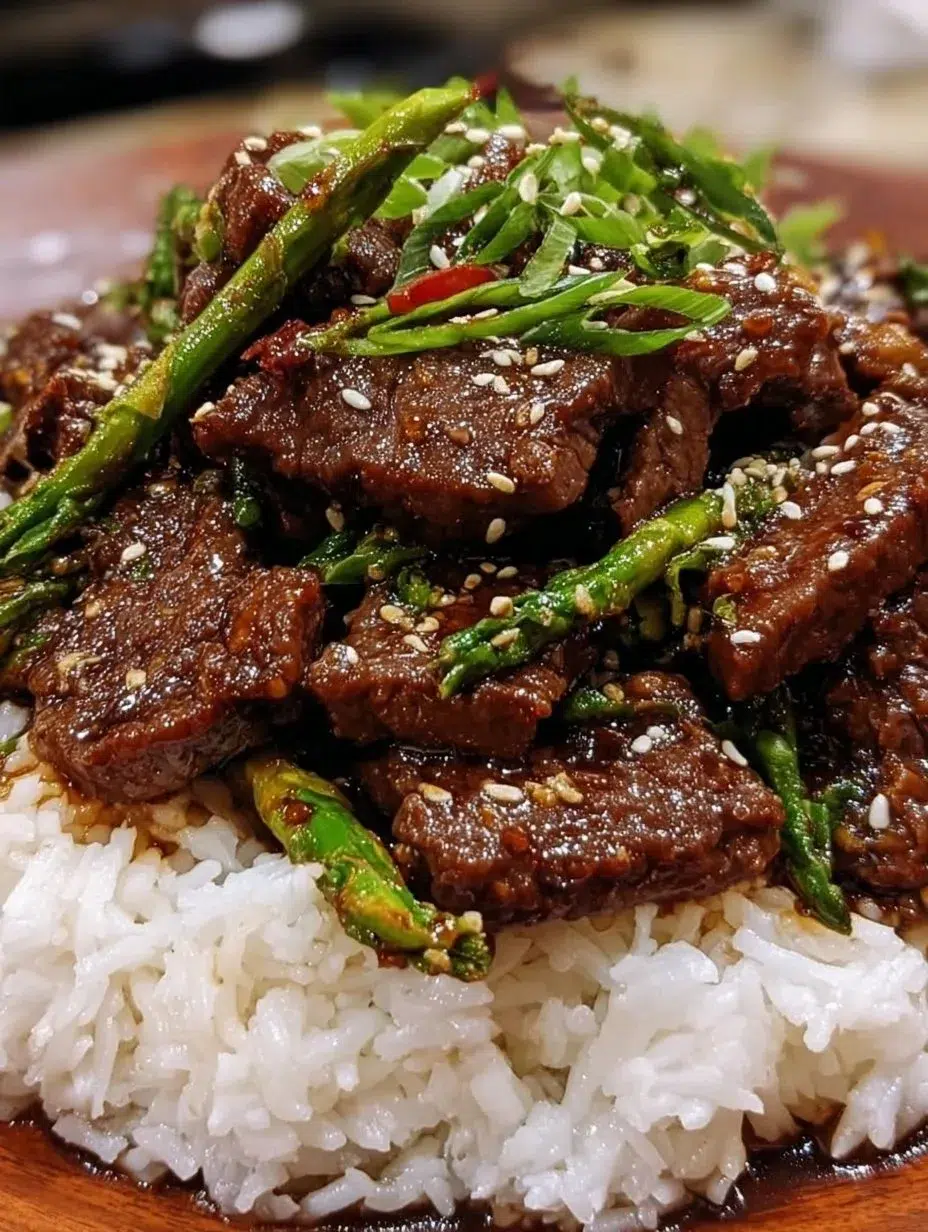 Delicious Mongolian Beef served with steamed rice and vegetables.