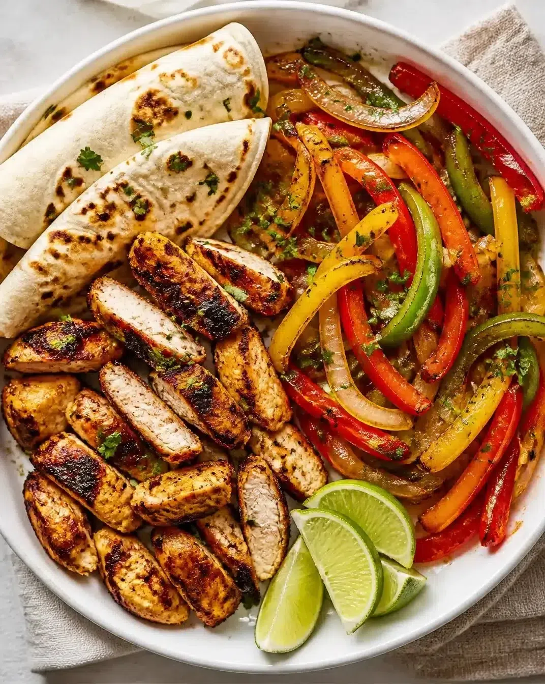 One-Pan Chicken Fajitas with colorful bell peppers and onions