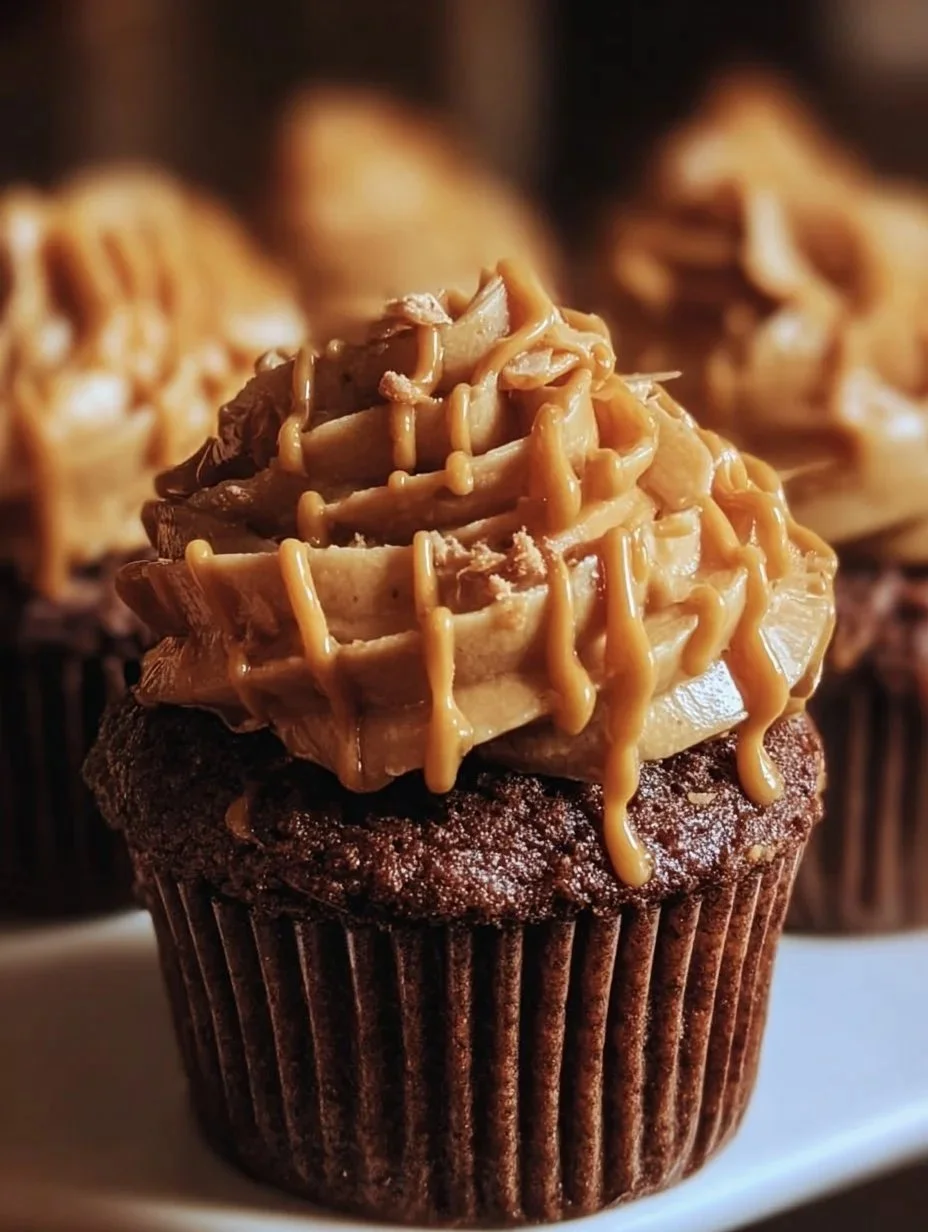 home 8 Delicious Peanut Butter Cupcakes topped with Reese’s Cups for a delightful dessert.