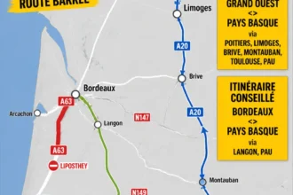 Fermeture A63 entre Bordeaux et Liposthey, circulation perturbée.
